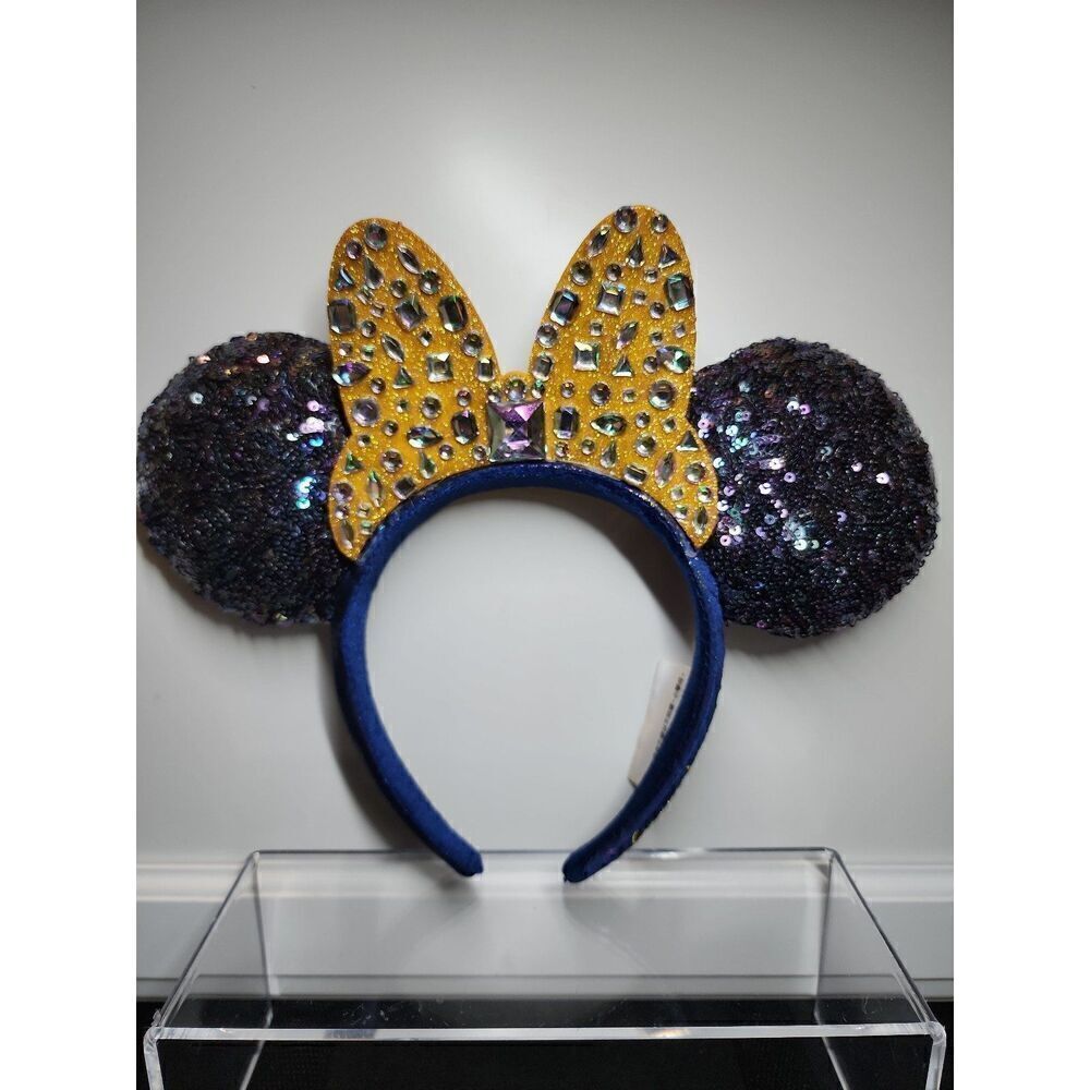 2021 Walt Disney World Parks 50th Anniversary blue Sequin Minnie Mouse Ears